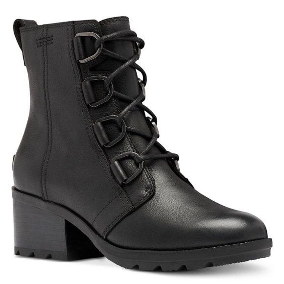 Sorel NWT Black Cate Lace-Up All-Leather Bootie Size 6.5 - Picture 5 of 16